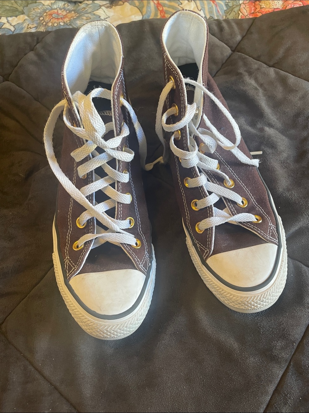 Converse Brown High-Top Sneakers with White Laces